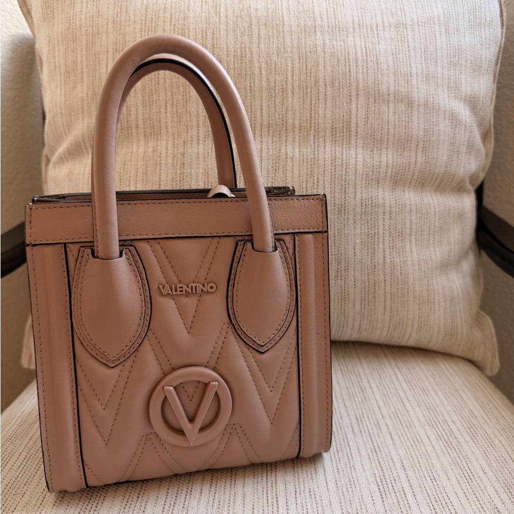Valentino By Mario Valentino Blush Tan Quilted Leather Tote